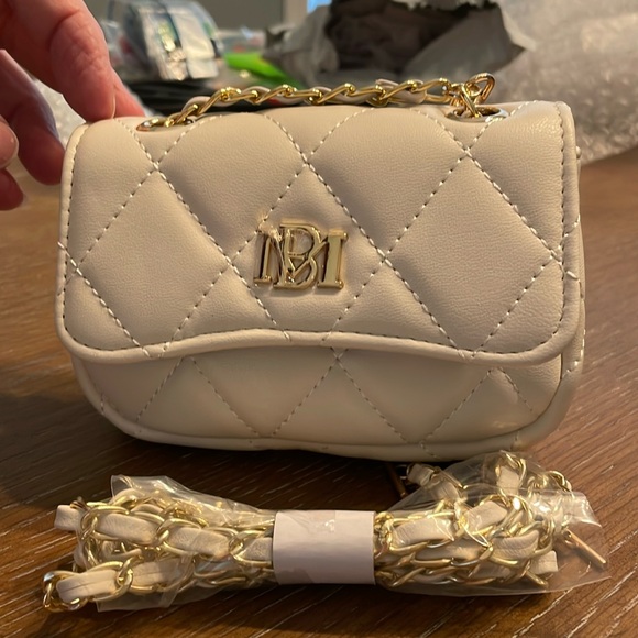 NWT Badgley Mischka Mini Crossbody purse, optional gold rope strap - off white - Picture 1 of 4